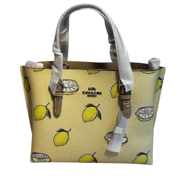 COACH Mollie Tote Bag 25 with Lemon Print – Garden Glade Multi - Picture 1 of 8